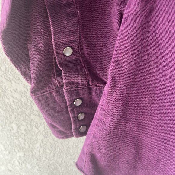 Panhandle Men's Shirt Size 15.5x34 Heavy Denim Pearl Snap Long Sleeve Purple - Picture 2 of 9
